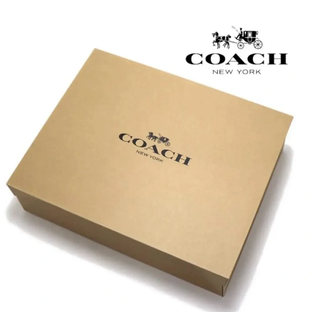 COACH. 3 Piece: Canvas & Leather Corner Zip Wristlet & Free Gift Box & Stickers. - Picture 14 of 16